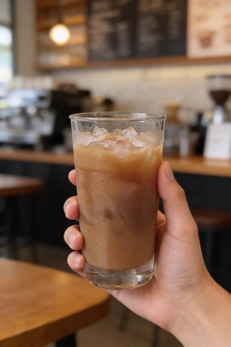 Iced coffee in a shop